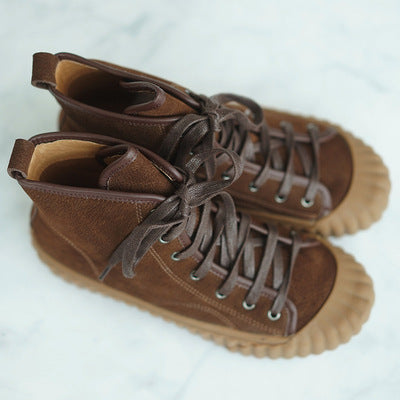 high-top shoes Tendon sole high-top cowhide shoes