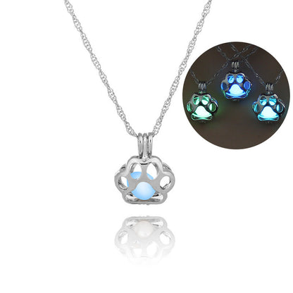 Fashion Jewelry Dog Paw Hollow Luminous Necklace