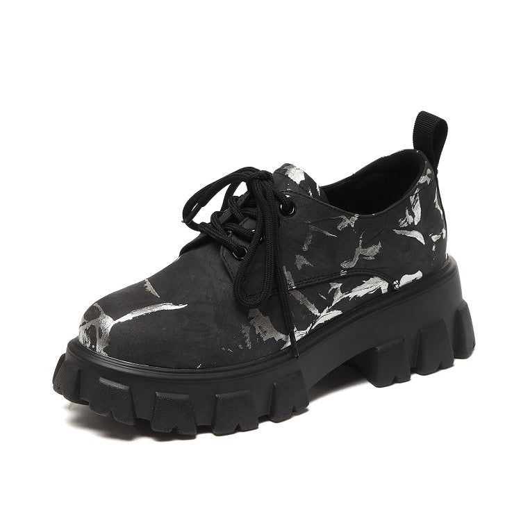 Round Toe Wedge Casual Shoes Camouflage Platform Round Toe Wedge Casual Shoes