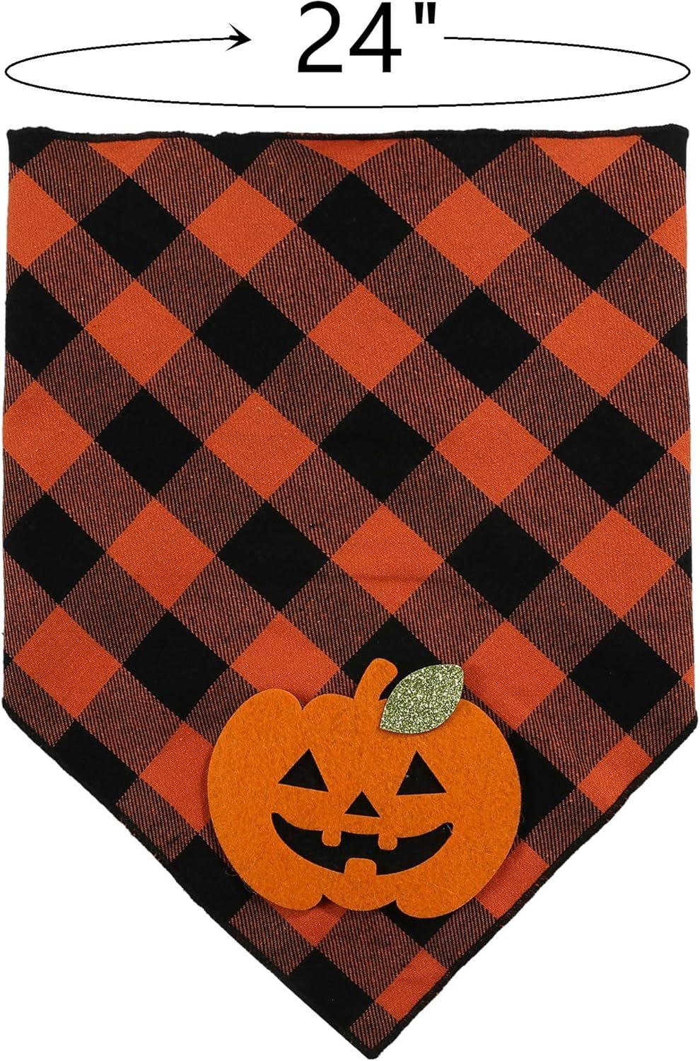 Bandana Halloween Dog Plaid Bandana With Pumpkin Appliques,Pet Dog Puppy Holiday Scarf