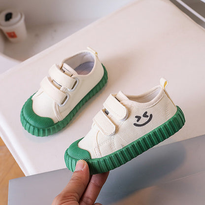 Children's Canvas Shoes Korean Smiley Casual Shoes Boys And Girls Shoes College Kindergarten Indoor Shoes