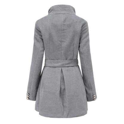 Women's Long Slim Fit Long Sleeve Woolen Coat