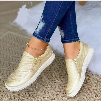 Walking Shoes  Women's Flats Sneakers Side Zipper Round Toe Walking Shoes Fall Spring