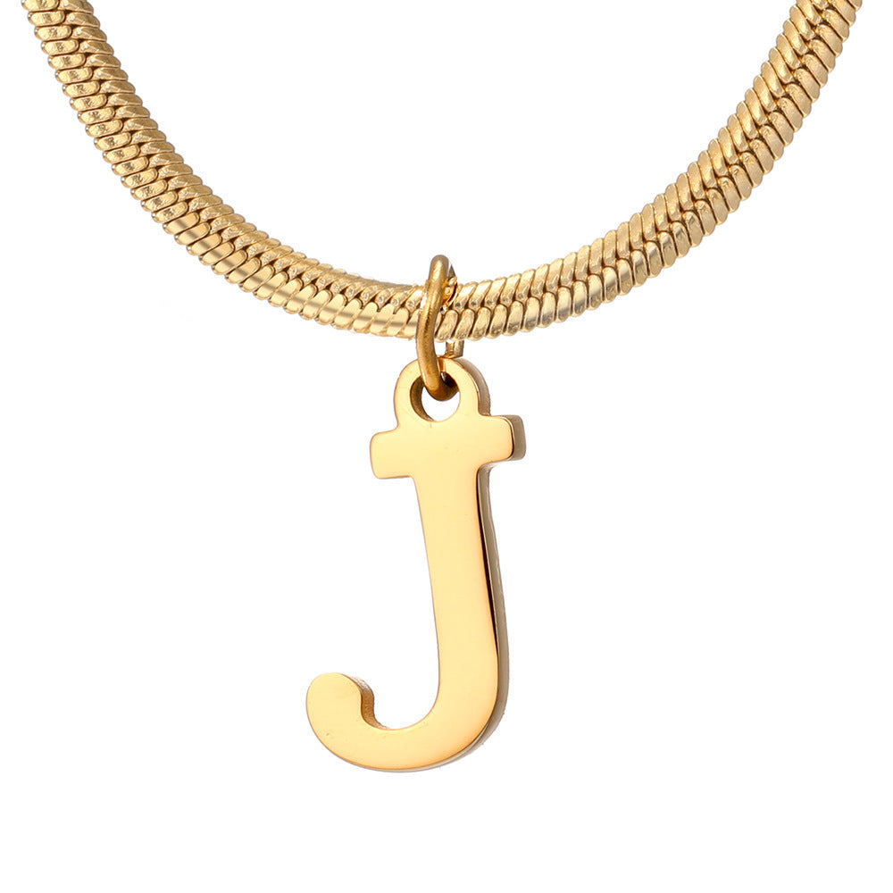 Chains Minimalist A-Z Letter Pendant Necklace For Women Stainless Steel Gold Color Snake Chains Jewelry Birthday Gift