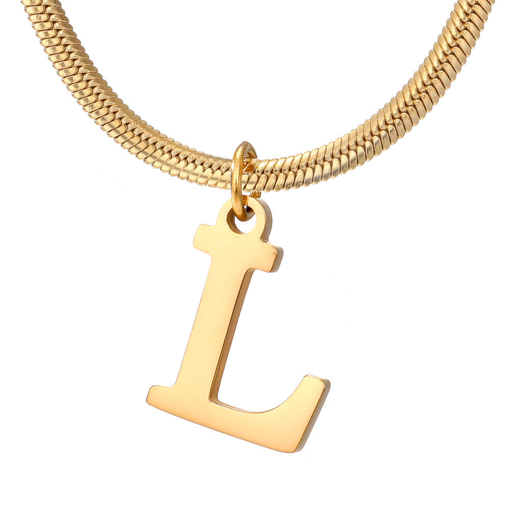 Chains Minimalist A-Z Letter Pendant Necklace For Women Stainless Steel Gold Color Snake Chains Jewelry Birthday Gift