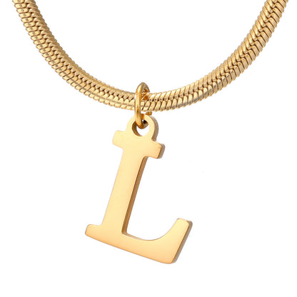 Chains Minimalist A-Z Letter Pendant Necklace For Women Stainless Steel Gold Color Snake Chains Jewelry Birthday Gift