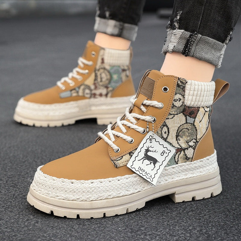 Boot High-top Boots Men's Casual All-match Worker Boot High-top Shoes