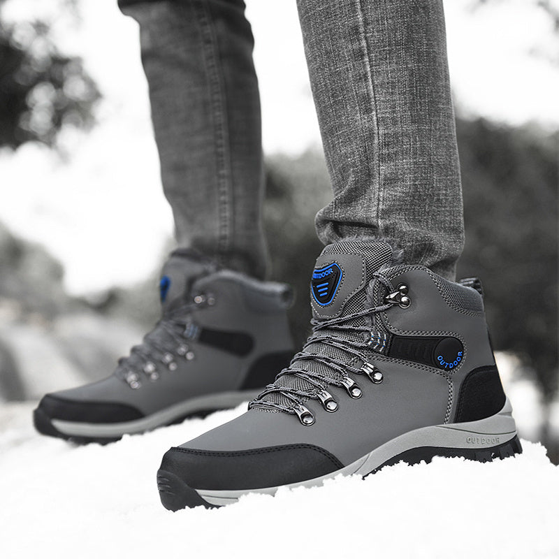 Boots Hiking Lace-up Shoes Winter Snow Boots Men Warm Plush Ankle Boots Hiking Lace-up Shoes