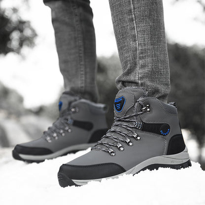 Boots Hiking Lace-up Shoes Winter Snow Boots Men Warm Plush Ankle Boots Hiking Lace-up Shoes