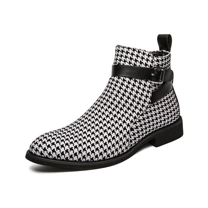 High-top Shoes British Style Pointed Leather Boots High-top Leather Shoes