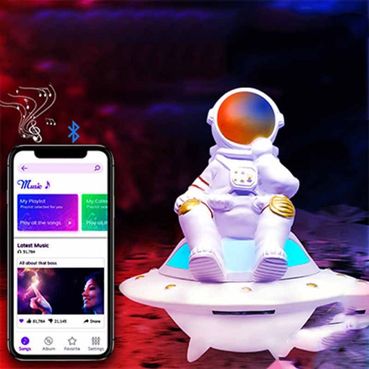 Wireless Bluetooth Moon Light UFO Astronaut Luminous Wireless Bluetooth TWS Speakers Creative Birthday Gift Decoration Loudspeaker Support TF FM