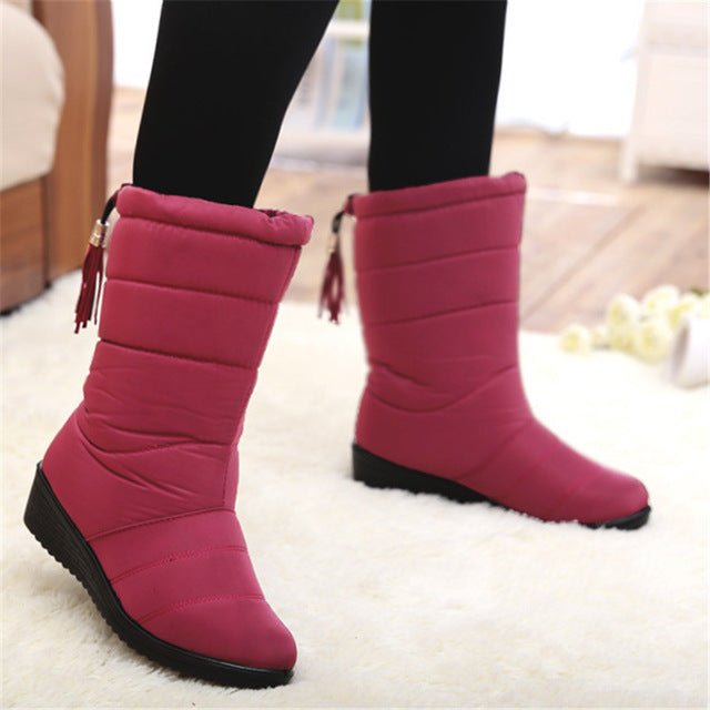 New waterproof flat boots plus size warm snow boots