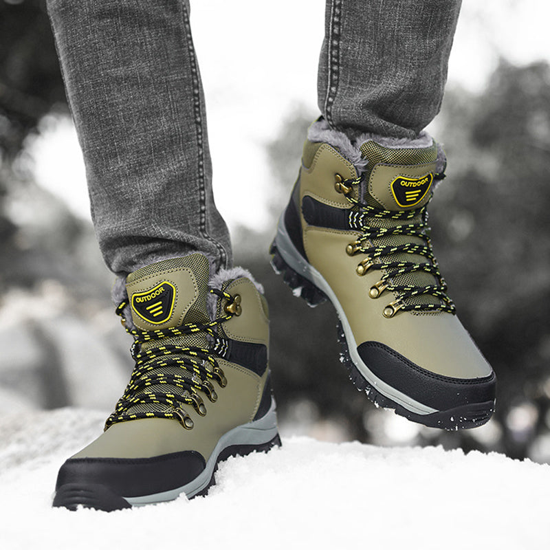 Boots Hiking Lace-up Shoes Winter Snow Boots Men Warm Plush Ankle Boots Hiking Lace-up Shoes