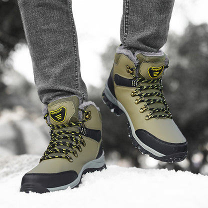 Boots Hiking Lace-up Shoes Winter Snow Boots Men Warm Plush Ankle Boots Hiking Lace-up Shoes