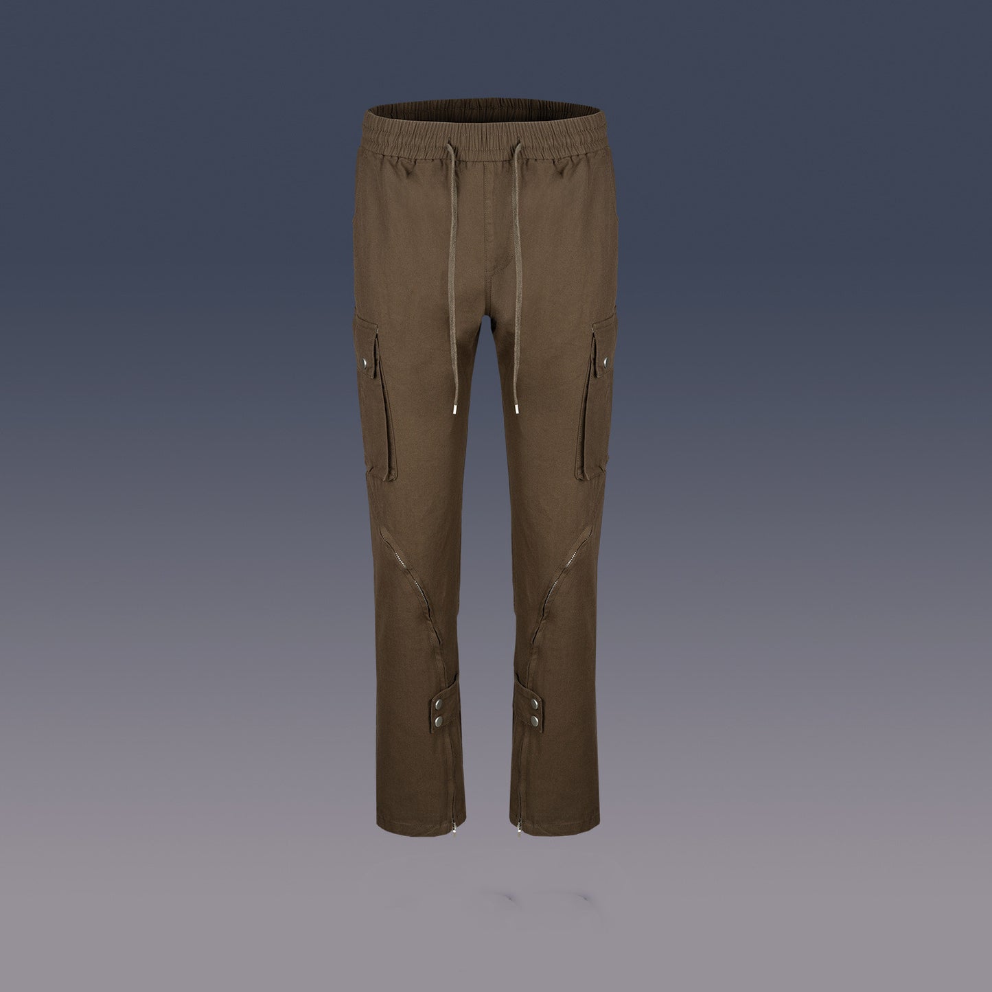 Men's Zip Button Hem Trousers Wide Foot Workwear