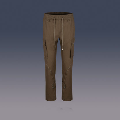 Men's Zip Button Hem Trousers Wide Foot Workwear