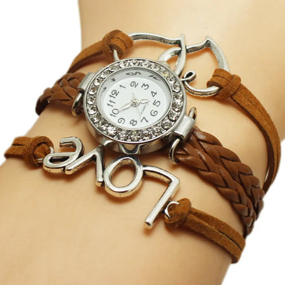 Woven Multi-layer Watch Alloy Love Double Heart-shaped Love Woven Multi-layer Watch