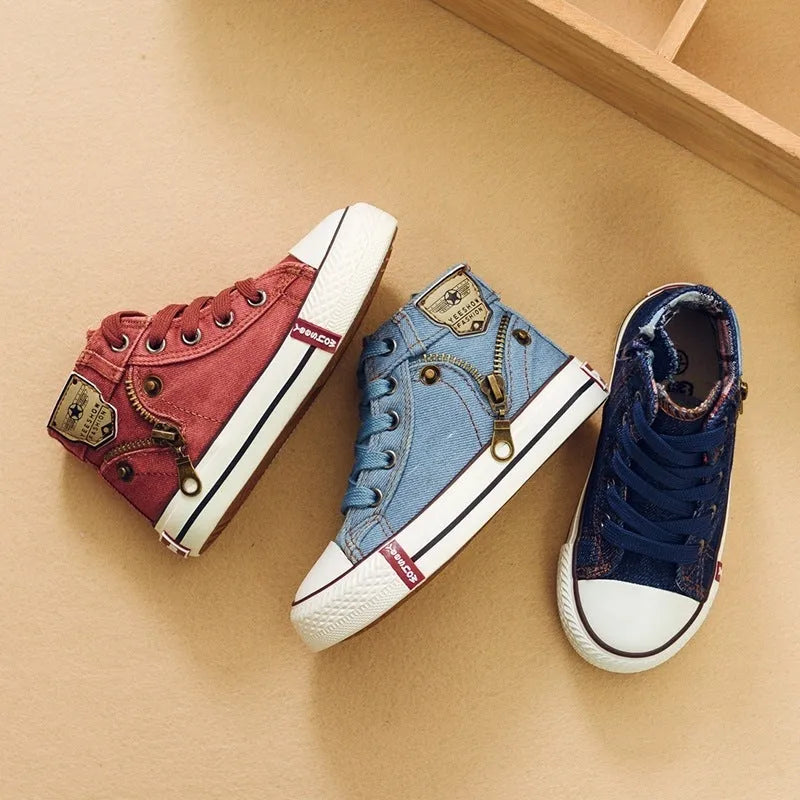 Breathable Denim Sneakers Autumn Expert Skill Children Casual Shoes Boys Girls Sport Shoes Breathable Denim Sneakers Kids Canvas Shoes Baby Boots