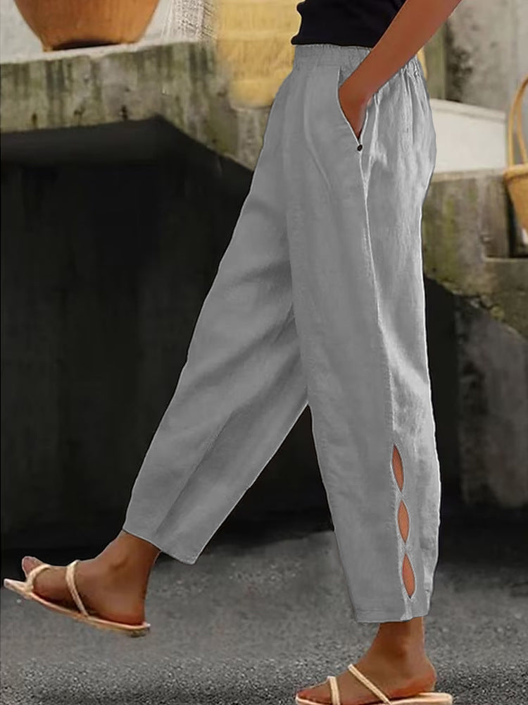 Foot Hollow-out Button Trousers