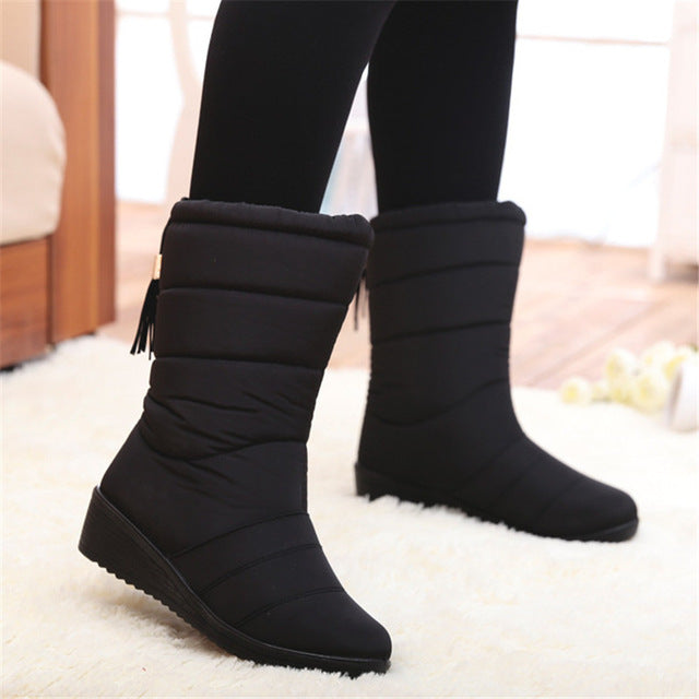 New waterproof flat boots plus size warm snow boots