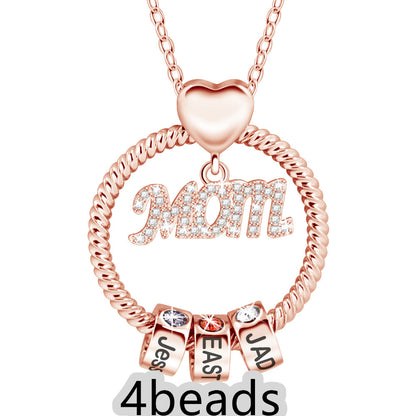 Mother's Day Gift Personalized Circle Pendant with Custom Beads Birthstone Pendant