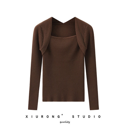 Women's Long-sleeved Knitted Bottoming Shirt Trendy