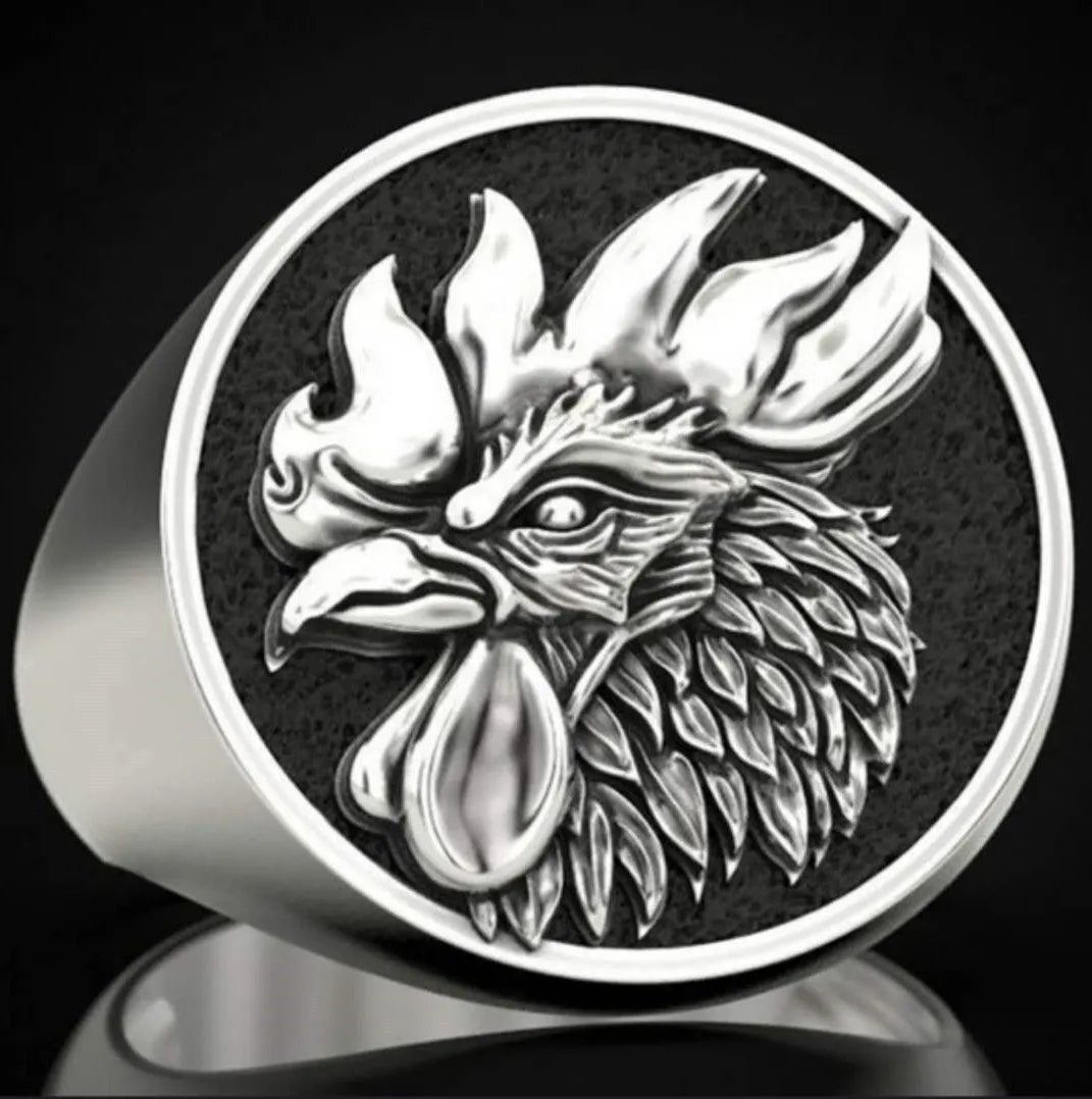 Golden Rooster's Men's Ring Head Oil Dripping Bully Men's Ring