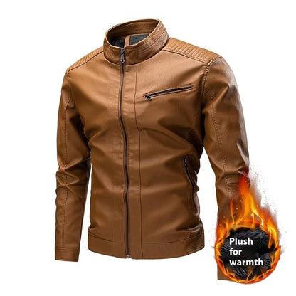 Leather Jacket Coat Spring And Autumn Cross-border Casual Men's Leather Clothing Stitching Motorcycle Retro Fashion Leather Jacket Coat