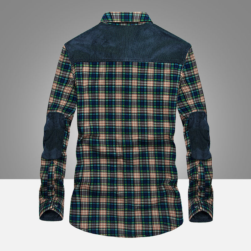 Shirt Men Military Plaid Dress 100 Cotton