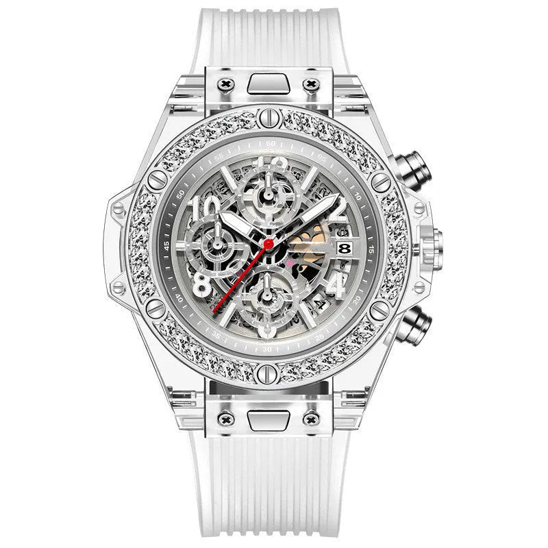 Watch Waterproof Diamond Inlaid Transparent Quartz Watch Waterproof
