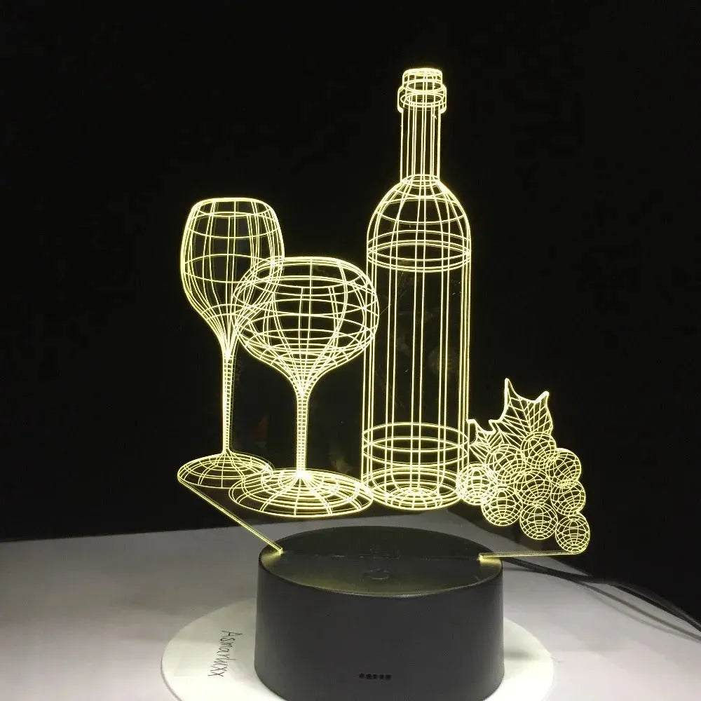 Wine Bottle 3D Night Light Touch Remote Control Home Gifts, Adapter tv, sumet.shop