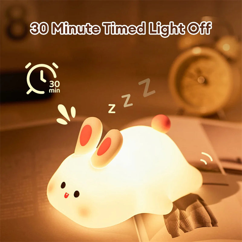 Cute LED Night Light Touch Sensor Cartoon Kid's Nightlights Big Face Rabbit Silicone Night Light Christmas Gift Bedside Lamp Home Decor - sumet.shop