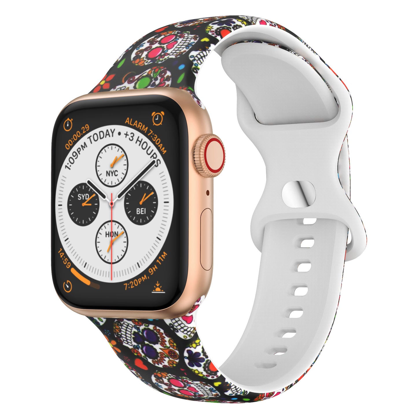 Compatible with Apple, Silicone Strap New Figure 8 Buckle Iwatch6 SE Silicone Printed Strap