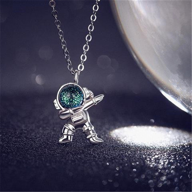 Chain Astronaut Couple Necklace Apendent