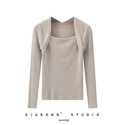 Women's Long-sleeved Knitted Bottoming Shirt Trendy