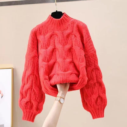 Half-high Collar Long Sleeves Pullover Women's Sweater Autumn