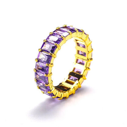 Titanium Steel Ring Niche Colorful Multi-color Zircon Titanium Steel Ring