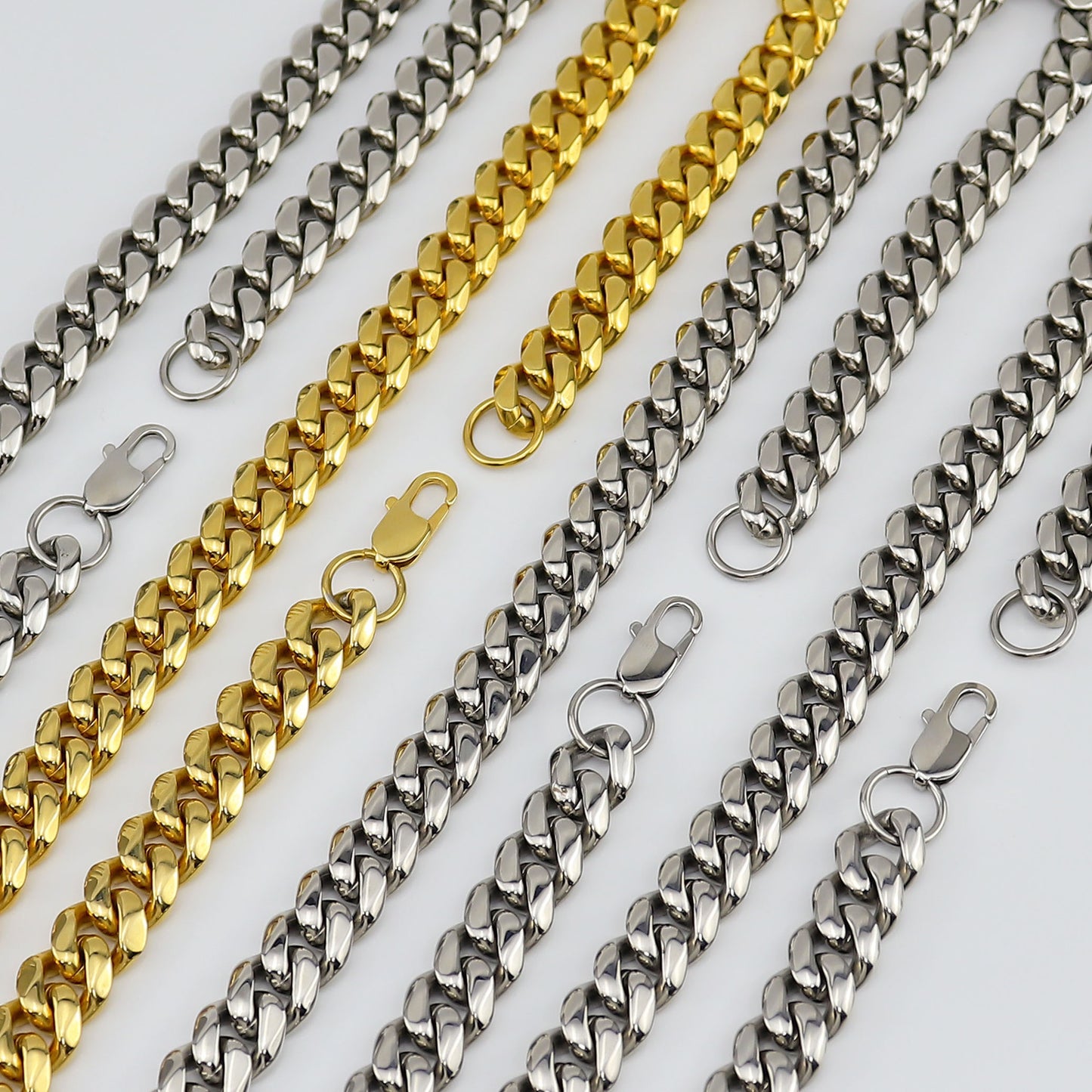 Cuban Necklace  Stainless Steel Six-sided Grinding Chain Cuban Necklace Electroplating