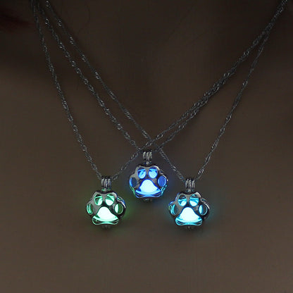 Fashion Jewelry Dog Paw Hollow Luminous Necklace