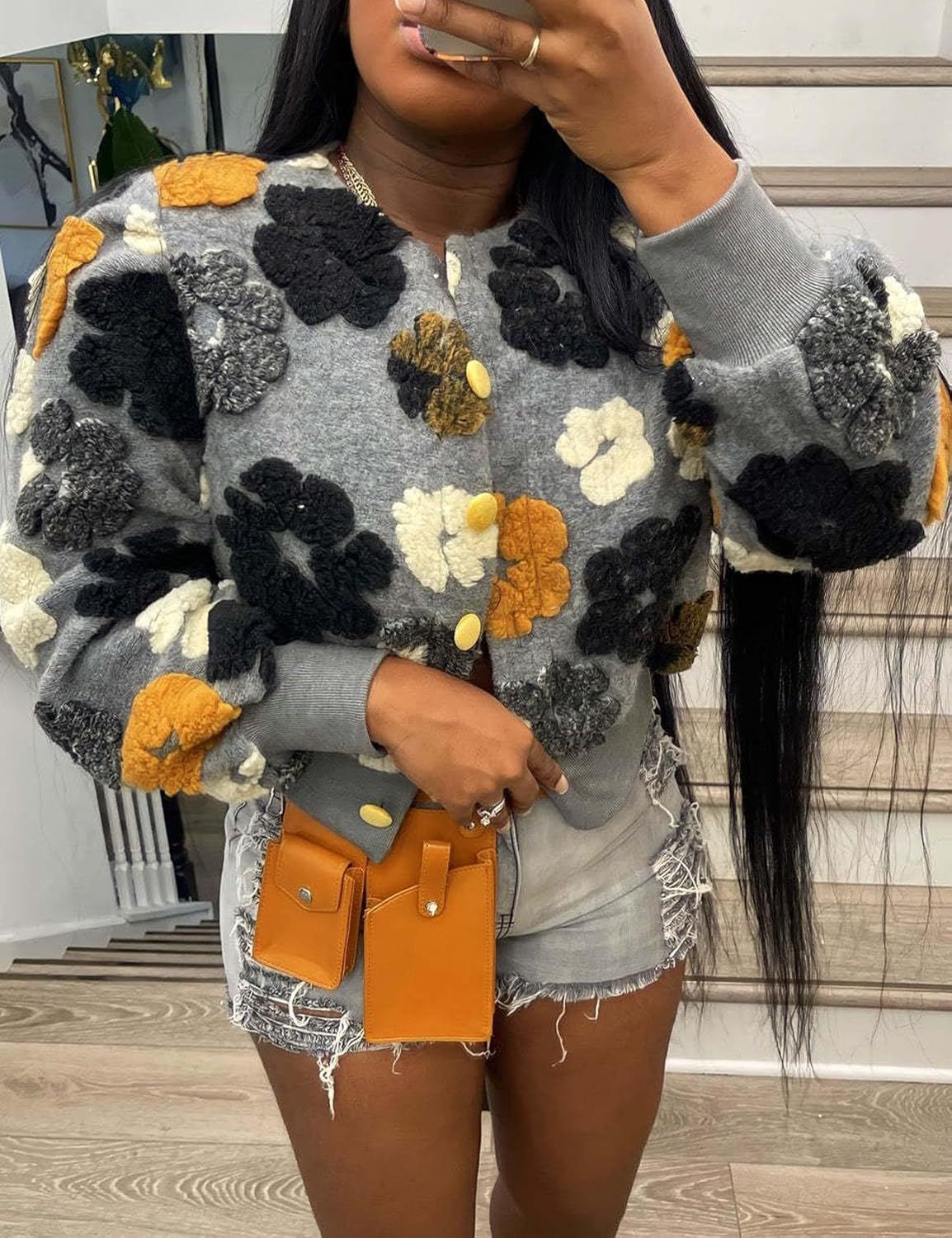 Womens Stylish Casual Jacquard Plush Jacket