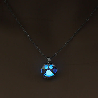 Fashion Jewelry Dog Paw Hollow Luminous Necklace