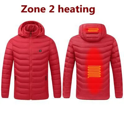 Men Winter Warm USB Heating Jackets Smart Thermostat Pure Color Hooded Heated Clothing Waterproof  Warm Jackets - sumet.shop