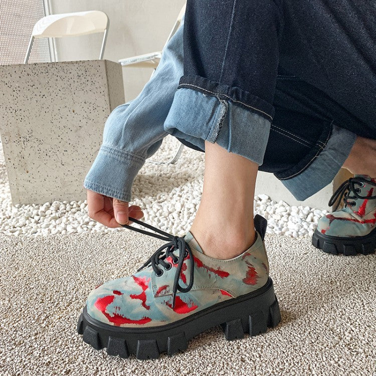 Round Toe Wedge Casual Shoes Camouflage Platform Round Toe Wedge Casual Shoes