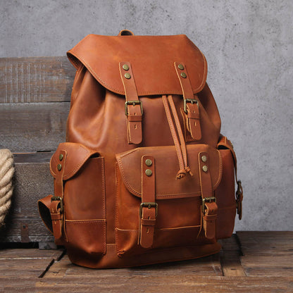 Backpack Men's Retro Large Capacity First Layer Cowhide Backpack