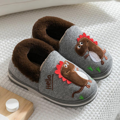 Children's Winter Cotton Dinosaur Slippers Are Soft, Non-Slip And Warm