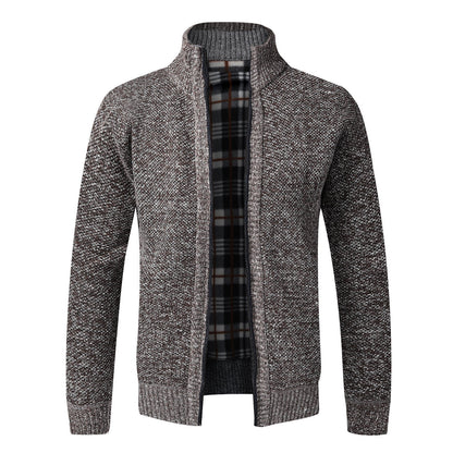 Men's Knitted Coat Cardigan With Plush Coat, Loose And Fat, Large