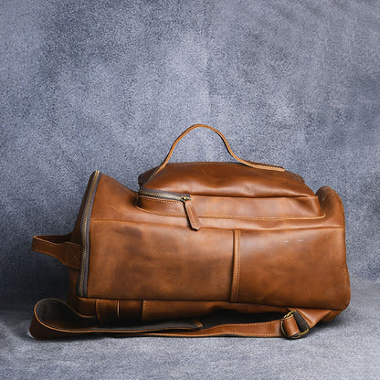 Hiking Backpack Vintage Crazy Horse Leather Hand-carrying Backpack Travel Leather Hiking Backpack