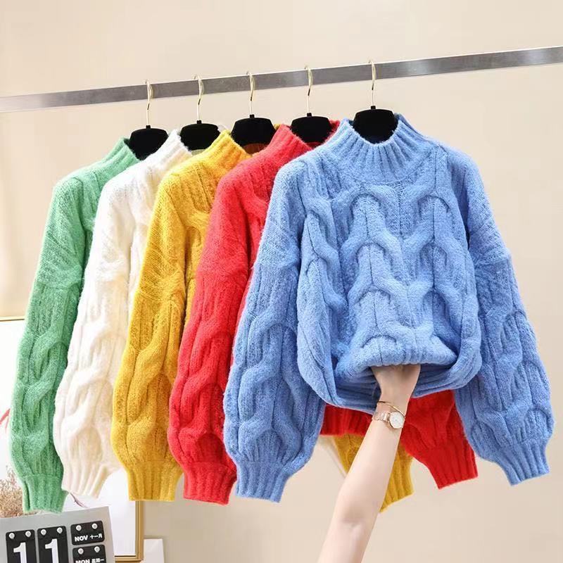 Half-high Collar Long Sleeves Pullover Women's Sweater Autumn