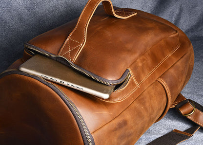 Hiking Backpack Vintage Crazy Horse Leather Hand-carrying Backpack Travel Leather Hiking Backpack