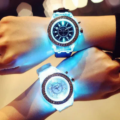 Bracelet Watches LED Luminous Watches Geneva Women Quartz Watch Women Ladies Silicone Bracelet Watches